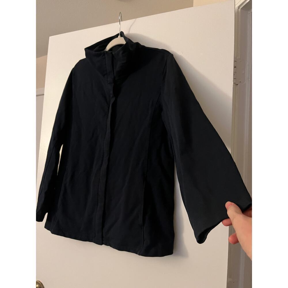 Eileen Fisher Black Cotton Zip Up Jacket Sz XL - Picture 3 of 6